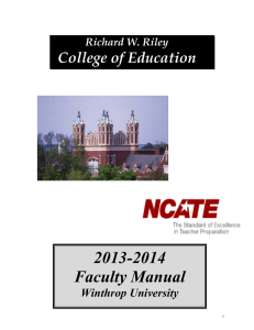 2013-2014 Faculty Manual College of Education Winthrop University