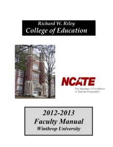 2012-2013 Faculty Manual College of Education Winthrop University