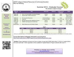 Summer 2014 - Graduate Courses Offer the following