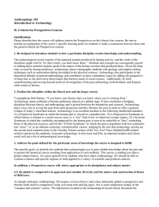 Anthropology 103 Introduction to Archaeology II. Criteria for Perspectives Courses