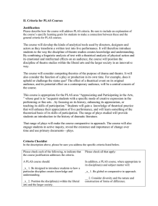II. Criteria for PLAS Courses  Justification