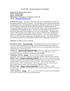 French 41W—French Literature in Translation  Professor: Dr. David Andrew Jones