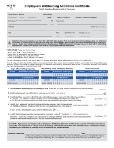 Employee’s Withholding Allowance Certificate NC-4 EZ