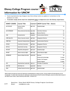Disney College Program course information for UNCW