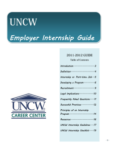 UNCW Employer Internship Guide 2011-2012 GUIDE