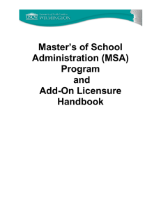 Master’s of School Administration (MSA) Program
