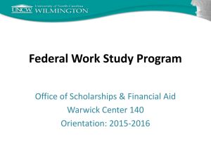 Federal Work Study Program  Office of Scholarships &amp; Financial Aid