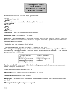 Sample Syllabus Format WPDC Courses Riley College of Education Winthrop University