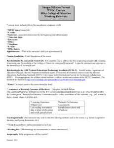Sample Syllabus Format WPDC Courses Riley College of Education Winthrop University
