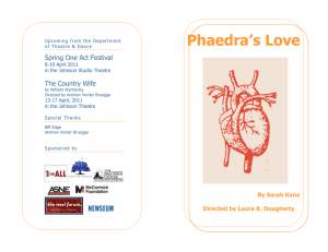 Phaedra’s Love Spring One Act Festival The Country Wife By Sarah Kane