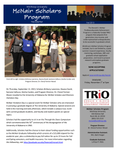 McNair Scholars Program Winthrop University Newsletter