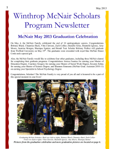 Winthrop McNair Scholars Program Newsletter McNair May 2013 Graduation Celebration