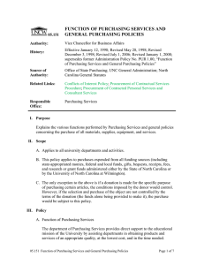 FUNCTION OF PURCHASING SERVICES AND GENERAL PURCHASING POLICIES