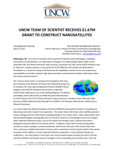 UNCW TEAM OF SCIENTIST RECEIVES $1.67M GRANT TO CONSTRUCT NANOSATELLITES