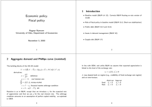 Economic policy. Fiscal policy 1 Introduction