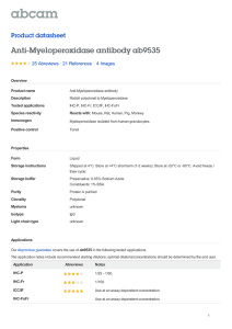 Anti-Myeloperoxidase antibody ab9535 Product datasheet 25 Abreviews 4 Images
