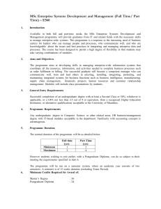 MSc Enterprise Systems Development and Management (Full Time/ Part