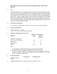 BEng (Hons) Chemical and Environmental Engineering - E400 (Under Review)