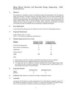 BEng (Hons) Chemical and Renewable Energy Engineering - E401 (Under Review)