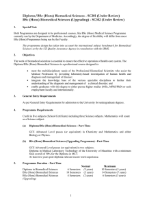 Diploma/BSc (Hons) Biomedical Sciences - SC301 (Under Review)