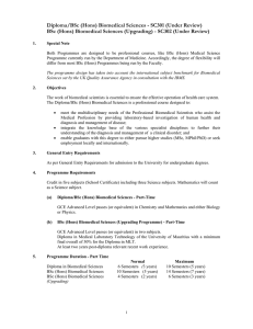 Diploma/BSc (Hons) Biomedical Sciences - SC301 (Under Review)