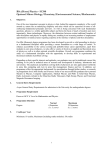 BSc (Hons) Physics - SC340 Optional Minor: Biology/Chemistry/Environmental Science/Mathematics