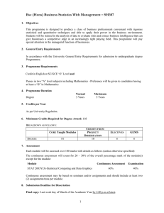 Bsc (Hons) Business Statistics With Management – SH307