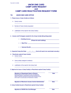 UNCW ONE CARD CAMP CARD REQUEST and CAMP CARD REACTIVATION REQUEST FORM