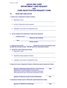 UNCW ONE CARD DEPARTMENT CARD REQUEST and CARD REACTIVATION REQUEST FORM