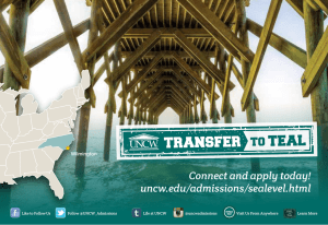 Connect and apply today! uncw.edu/admissions/sealevel.html Wilmington Like to Follow Us
