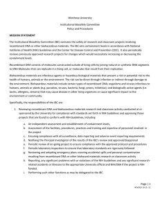 Winthrop University Institutional Biosafety Committee Policy and Procedures