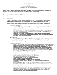 GRADUATE COUNCIL Minutes Thursday, September 17, 2015 3:30 pm, DePaolo Hall Conference Room