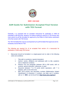 AAM Guide for Submission Accepted Final Version with TEX Format  ISSN: 1932-9466