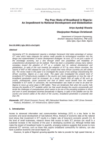 The Poor State of Broadband in Nigeria: Ariyo Ayodeji Olusola