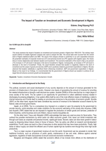 The Impact of Taxation on Investment and Economic Development in... Academic Journal of Interdisciplinary Studies MCSER Publishing, Rome-Italy Edame, Greg Ekpung,Ph.D