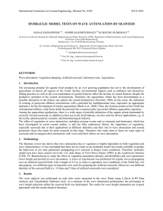 HYDRAULIC MODEL TESTS ON WAVE ATTENUATION BY SEAWEED