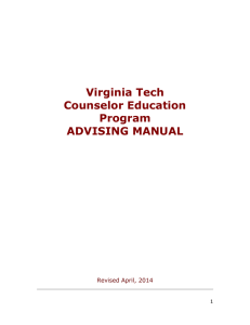 Virginia Tech Counselor Education Program ADVISING MANUAL