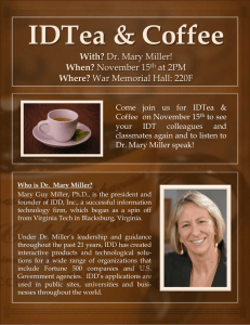 IDTea &amp; Coffee  With? When?