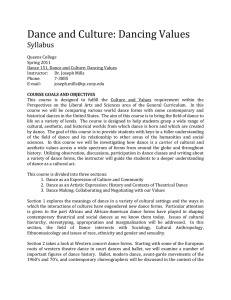 Dance and Culture: Dancing Values Syllabus