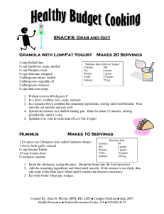 SNACKS: Grab and Go!! Granola with Low Granola with Low----Fat Yogurt