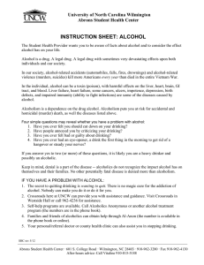 INSTRUCTION SHEET: ALCOHOL University of North Carolina Wilmington Abrons Student Health Center