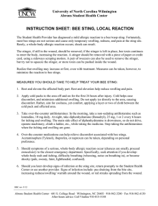 INSTRUCTION SHEET: BEE STING, LOCAL REACTION University of North Carolina Wilmington