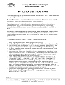 INSTRUCTION SHEET: HEAD INJURY University of North Carolina Wilmington