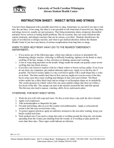 INSTRUCTION SHEET:  INSECT BITES AND STINGS  Abrons Student Health Center