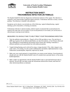 INSTRUCTION SHEET: TRICHOMONAS INFECTION (IN FEMALE) University of North Carolina Wilmington
