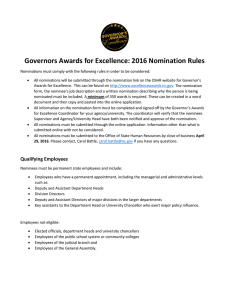 Governors Awards for Excellence: 2016 Nomination Rules