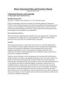 History Department Policy and Procedures Manual 1 Department Structure, and Leadership