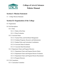 College of Arts &amp; Sciences Policies Manual Section I: Mission Statement