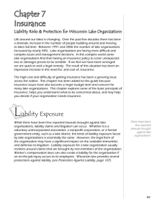 Chapter 7 Insurance Liability Risks &amp; Protection for Wisconsin Lake Organizations