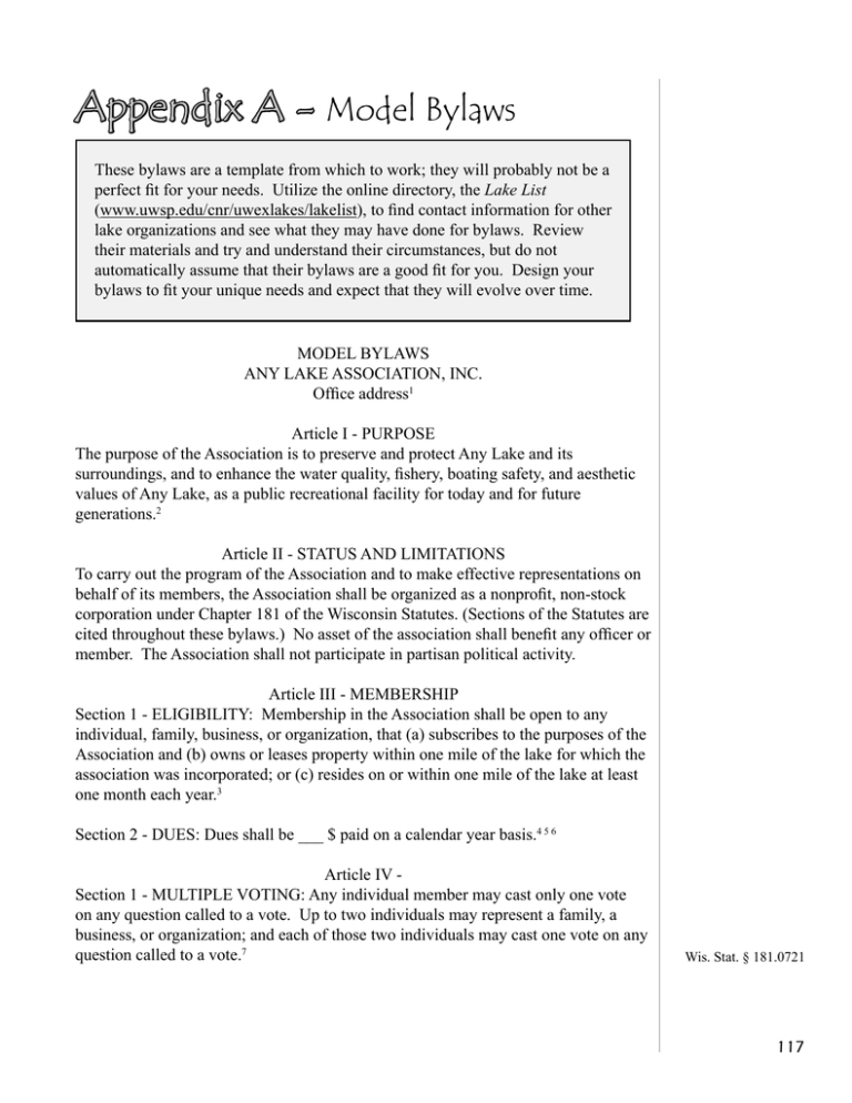 Appendix A Model Bylaws